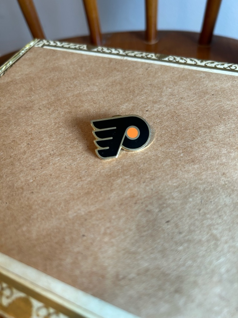 Philadelphia Flyers Enamel Pin - Black & Orange, Gold Trim